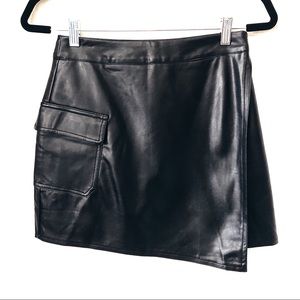 NWT Dress Decode Black Wrap Front Leather Skirt S